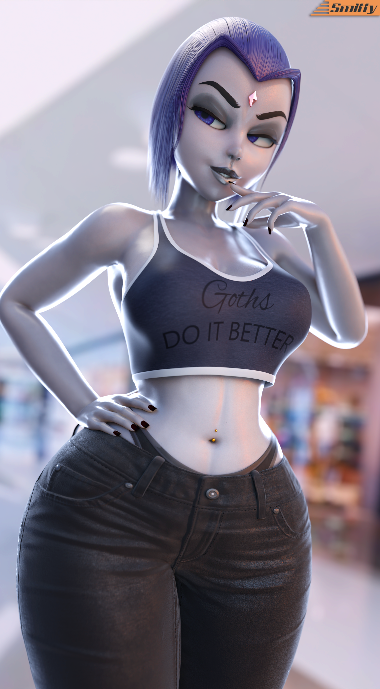 3d, dc comics, female, female only, goth, goth girl, high resolution, highres, monster, no source, raven (dc), smitty34, solo, teen titans, white female