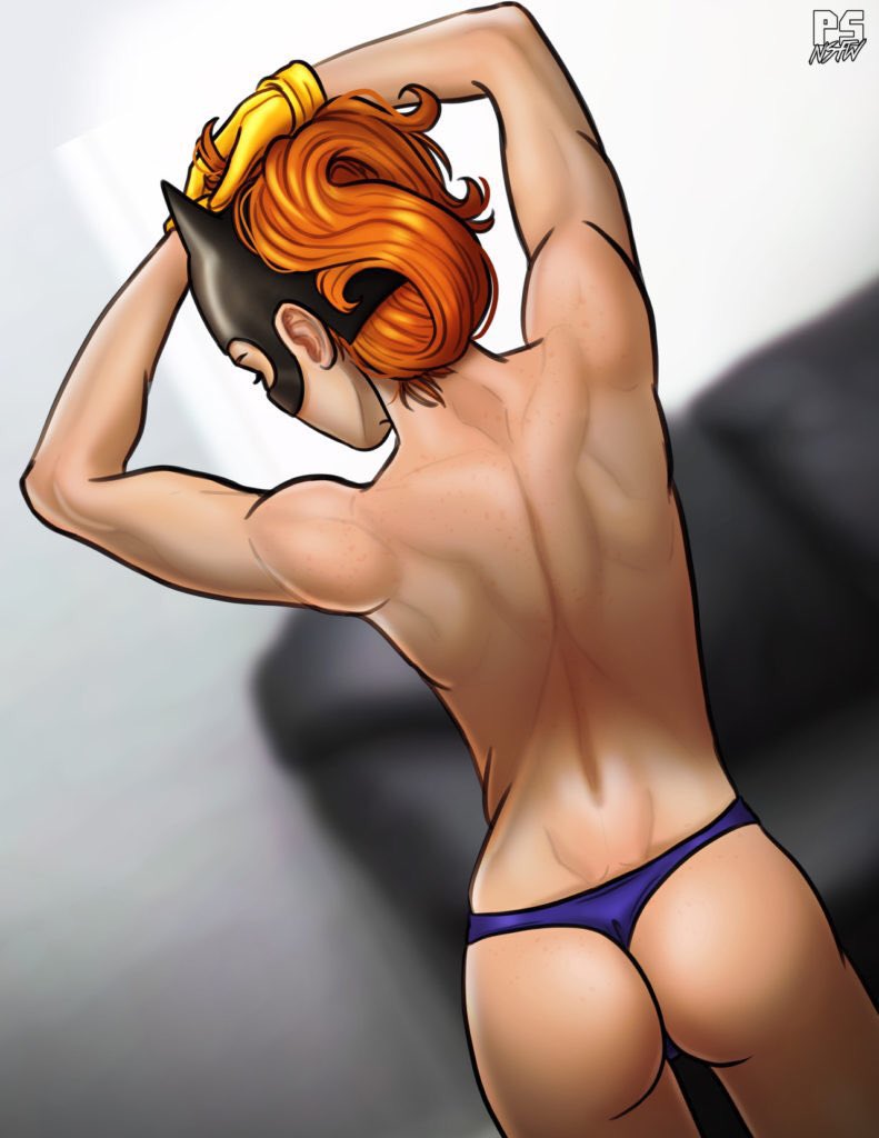 1girls, ass, athletic, athletic female, back muscles, back view, barbara gordon, batgirl, behind view, dc, dc comics, female, female focus, female only, from behind, median furrow, muscles, muscular, muscular female, orange hair, orange-haired female, panties, pumpkinsinclair, solo, solo female, superheroine, thong, underwear