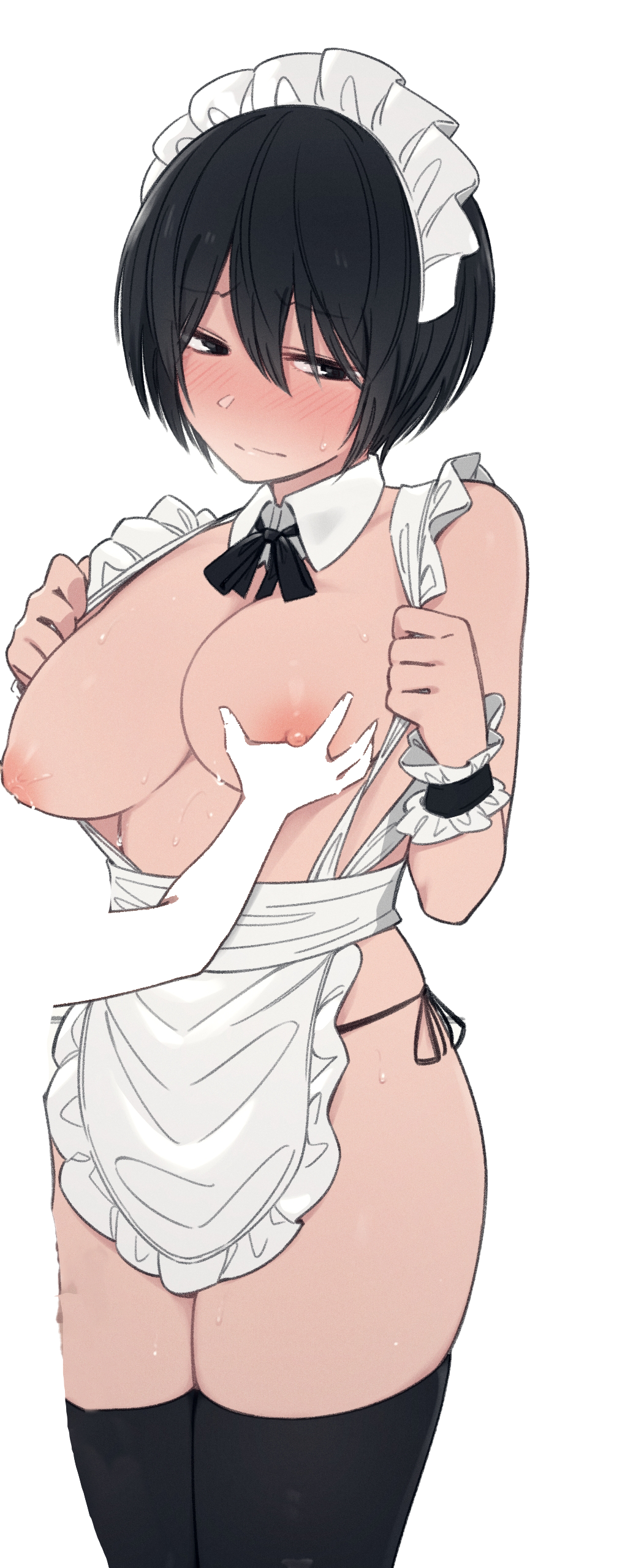 black_hair kemuri_haku large_breasts maid maid_headdress maid_uniform wip