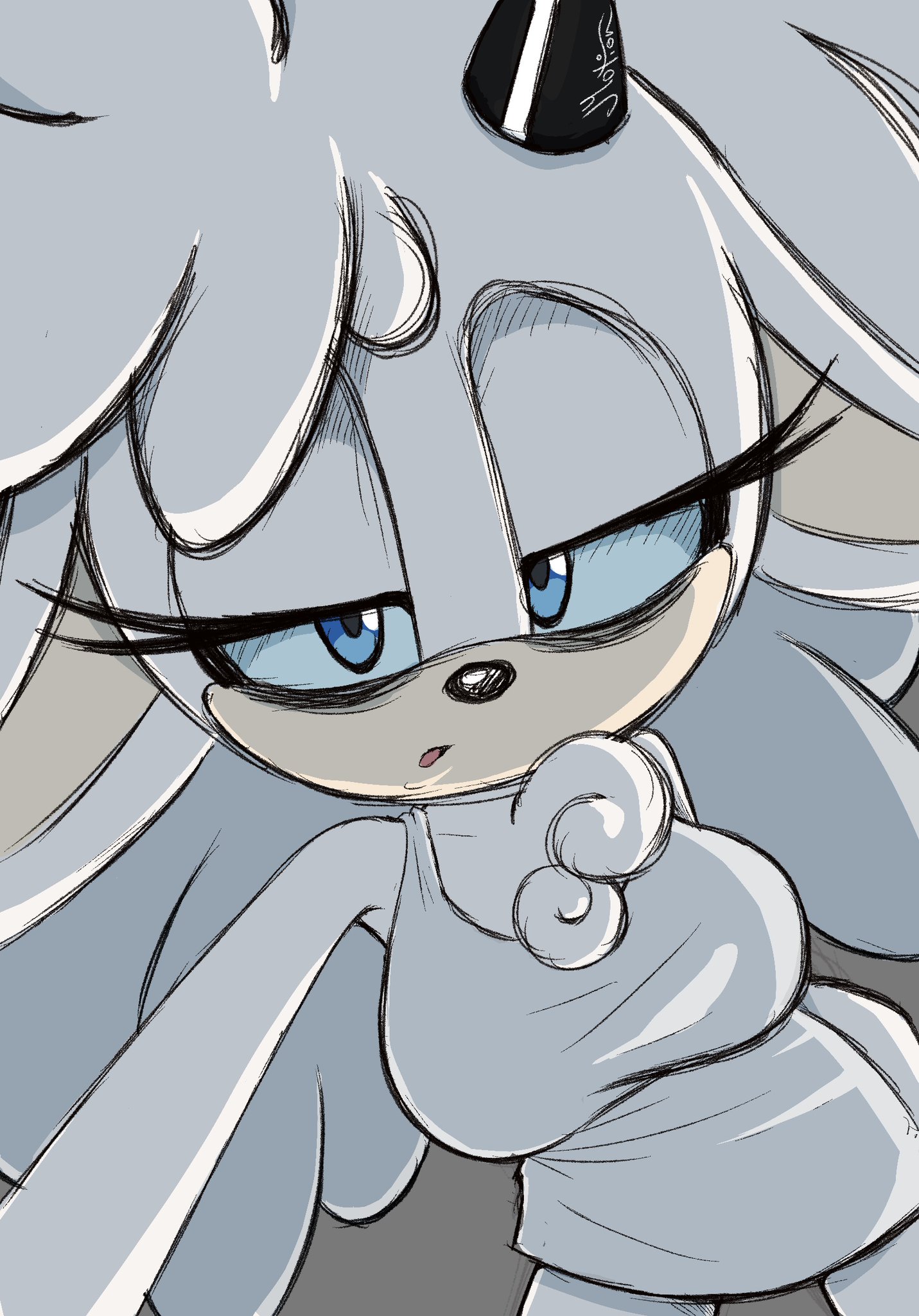1girls, anthro, anthro female, black horn, blue eyes, busty, busty female, eyelashes, female, female focus, female only, front view, fur, horn, idw comics, idw publishing, jmotion, lanolin the sheep, looking at viewer, sega, sheep, shirt, shirt only, solo, solo female, solo focus, sonic (series), sonic the hedgehog (comics), sonic the hedgehog (idw), sonic the hedgehog (series), tank top, tank top only, tired look, white body, white fur, white hair, white shirt, wool (fur)