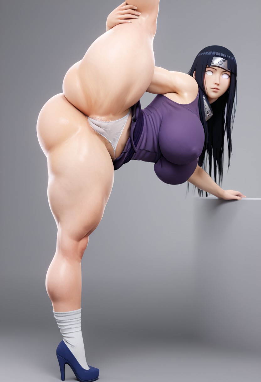 3d 3d_(artwork) ai_generated asian asian_bimbo asian_female black_hair heels huge_ass huge_breasts hyuuga_hinata leg_split legs_up naruto naruto_(classic) naruto_(series) naruto_shippuden paag plump_ass split_form thick_thighs thunder_thighs white_eyes