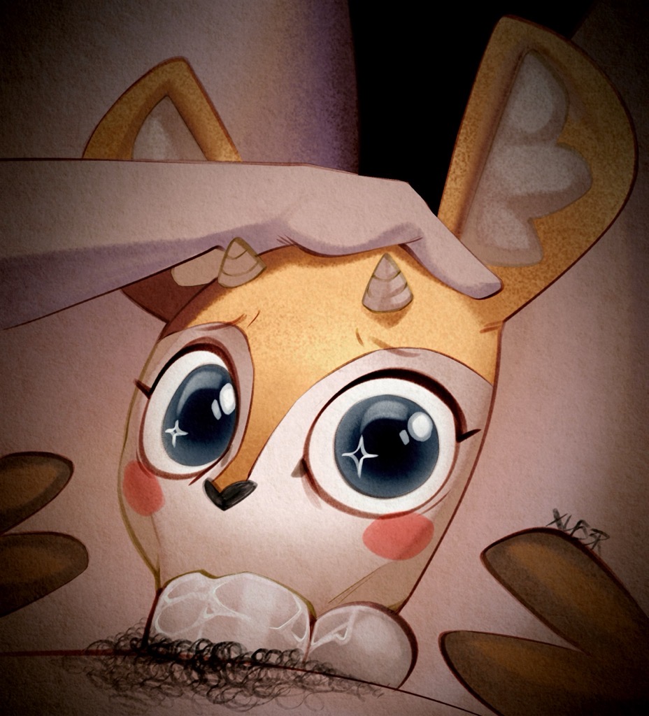 2025, 2d, 2d (artwork), aggressive retsuko, aggretsuko, anthro, color edit, fellatio, female, furry, holding, holding head, horns, looking at viewer, oral, penis, plunger position, pov, pubes, saliva, saliva trail, sanrio, tagme, tsunoda, tsunoda (aggretsuko), xu53r
