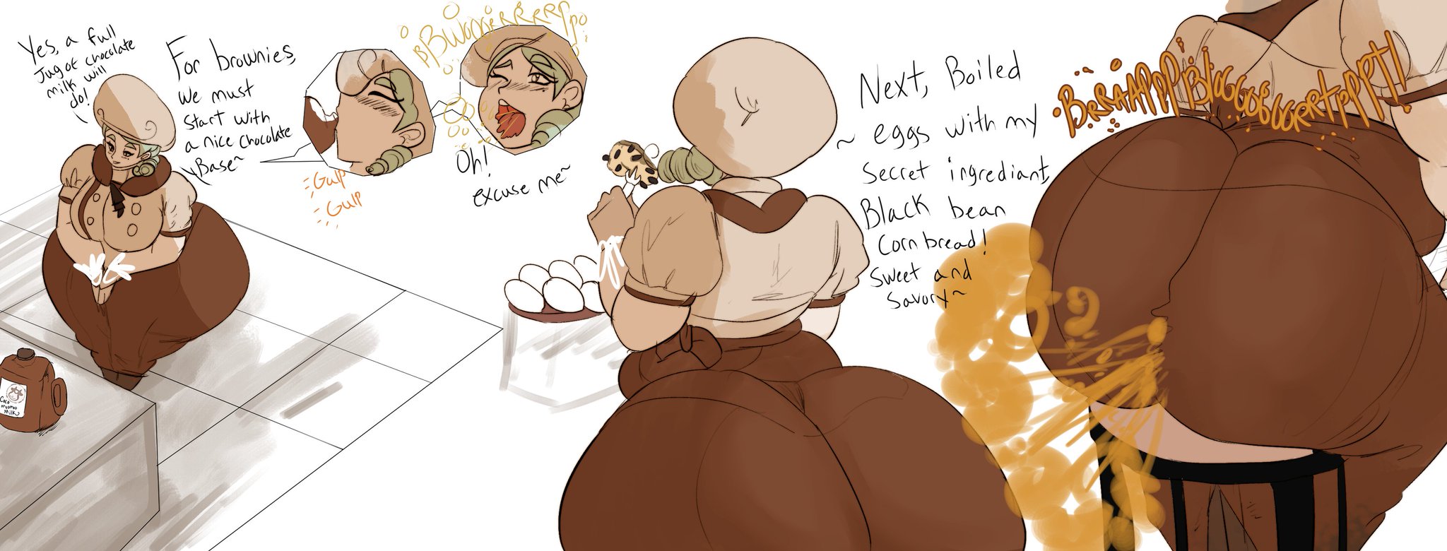 1girls, 2025, 2025s, baking, belch, belching, brown skirt, burp, burp fetish, burping, cropped, cropped image, enjoying farting, enjoying farts, fart, fart cloud, fart fetish, farting, gassy, gassy female, huge ass, jpeg, katy (pokemon), massive ass, massive asscheeks, melissaalli, nintendo, older female, onomatopoeia, part 1, part of a set, pokemon, pokemon sv, round ass, thick thighs, twitter, twitter link, wide hips, yellow gas, yellow gas cloud