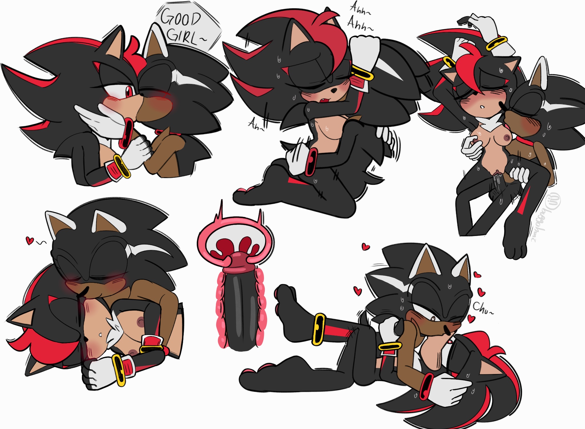 black fur, blush, brown eyes, buggobunz, dark-skinned male, furry female, genderswap (mtf), good girl, keiph the tenrec, male, male dominating female, red eyes, red stripes, rule 63, shade the hedgehog, shadow the hedgehog, sonic (series), sonic oc, sonic the hedgehog (series), tagme, vaginal penetration, white stripes, x-ray
