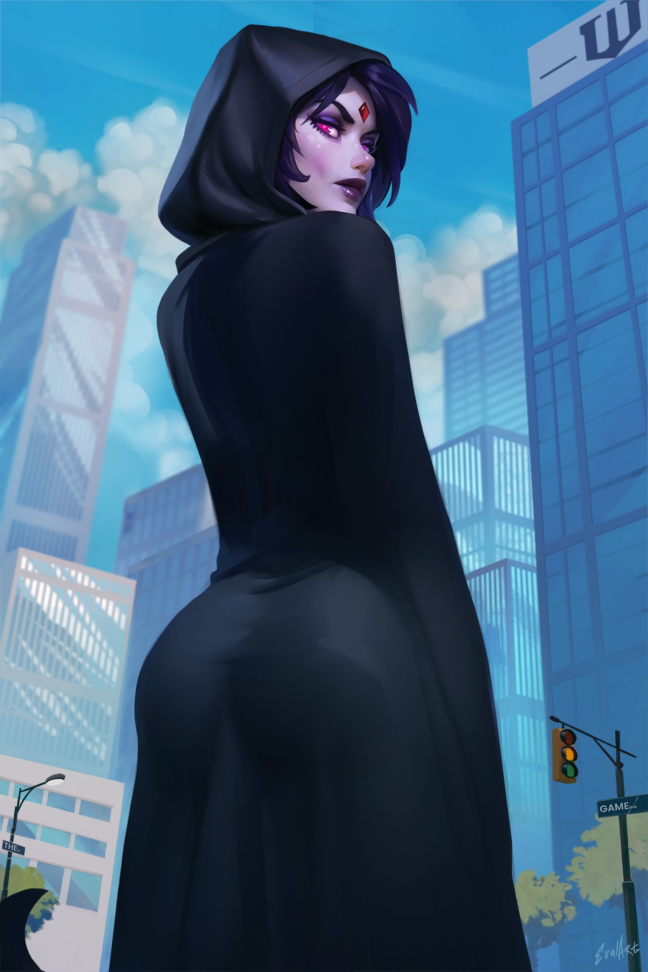 1girls, ass, ass bigger than head, ass focus, big ass, bubble ass, bubble butt, curvaceous, curvy, curvy female, curvy figure, dc, dc comics, evulart, fat ass, female, female only, goth, goth girl, gothic, huge ass, huge butt, huge thighs, massive ass, massive thighs, rachel roth, raven (dc), teen titans, thick ass, thick legs, thick thighs, thunder thighs, thunderthighs, variant set, wide hips, wide thighs