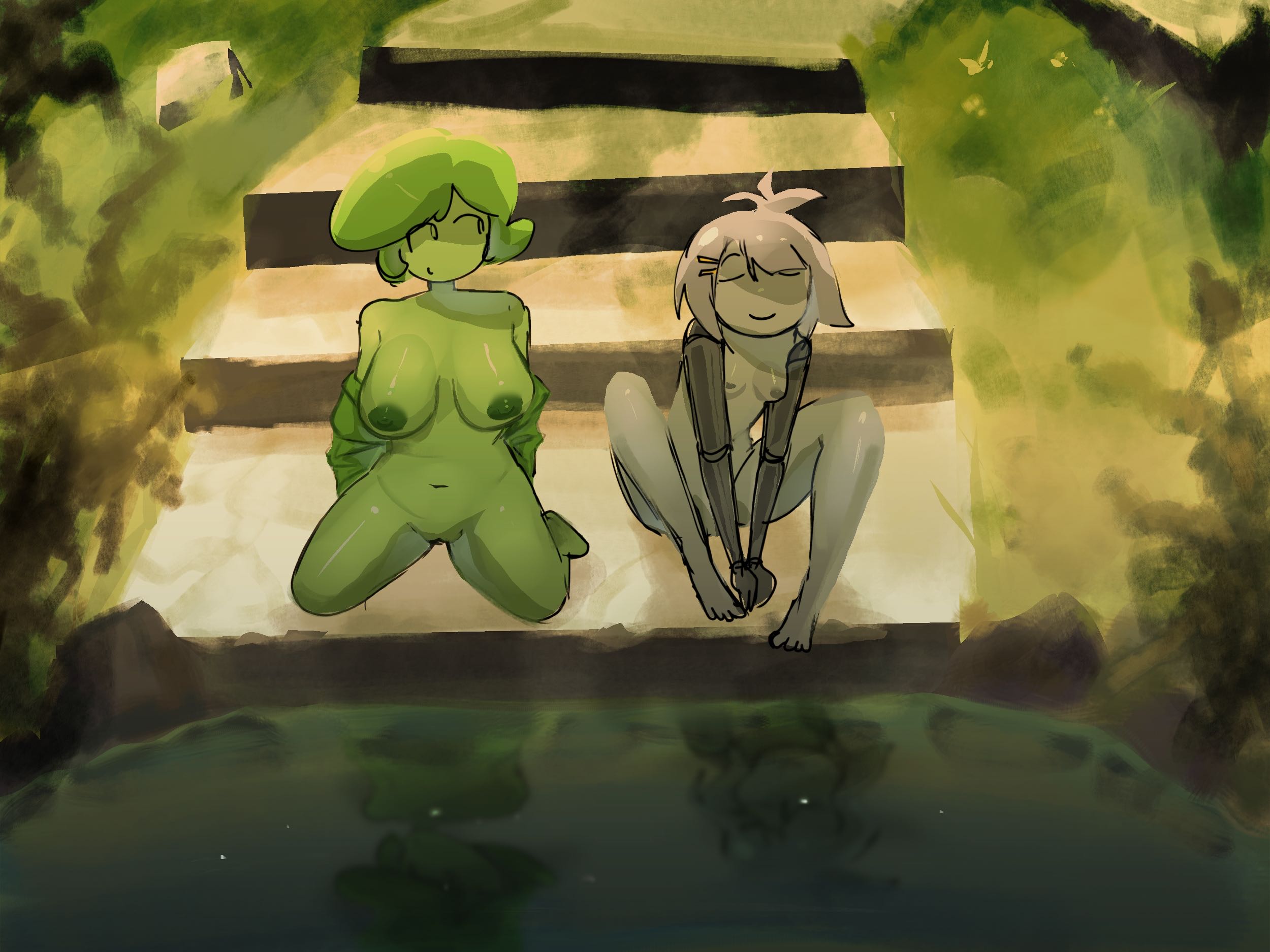 areolae, battle for bfdi, battle for dream island, bfb, bfdi, big breasts, breasts, color, completely nude, duo, female, female focus, gaty (bfdi), genitals, humanized, ineedpara, jacknjellify, jnj, lake, naked, naked female, nipples, nonbinary, nonbinary (lore), nude, nude female, nudity, object show, object show community, object shows, on floor, on ground, on knees, open eyes, osc, prosthetic, prosthetic arm, prosthetic arms, pussy, sitting, small breasts, smile, source, spread legs, the power of two, thick thighs, thighs, tpot, twitter link, two (bfb), two (tpot)