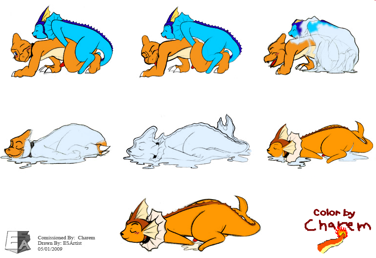 2009 2boys absorption_vore all_fours alternate_color anal canine charem_(artist) charmeleon claws closed_eyes collaboration collar colored doggy_style duo eeveelution esartist from_behind_position furry gay interspecies kneeling looking_back looking_pleasured male male_only mammal merging mizuko nintendo one_eye_closed original_character pokémon_(species) pokemon reptile scalie sex simple_background tail text transformation vaporeon video_games vore water watermark wet