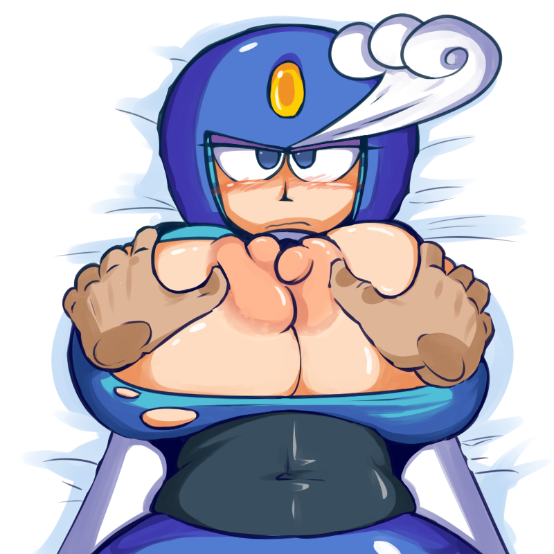 1girls 5_fingers alternate_breast_size android areola areolae bed bedroom_eyes belly belly_button big_breasts blue_eyes blue_helmet blush blushing breast_fondling breast_grab breast_squeeze breasts breasts_out capcom clothed clothes clothing disembodied_hand disembodied_hands erect_nipples eyelashes eyes eyeshadow female front_view frown fupoo half-closed_eyes helmet huge_breasts human humanoid large_breasts looking_at_viewer lying mega_man mega_man(classic) naked navel nipples nude nude_female nudity on_bed pose posing puffy_areola purple_eyeshadow ripped_clothes ripped_clothing robot robot_girl seductive seductive_eyes seductive_look simple_background splash_woman torn_clothes torn_clothing torn_open_top video_games voluptuous wardrobe_malfunction