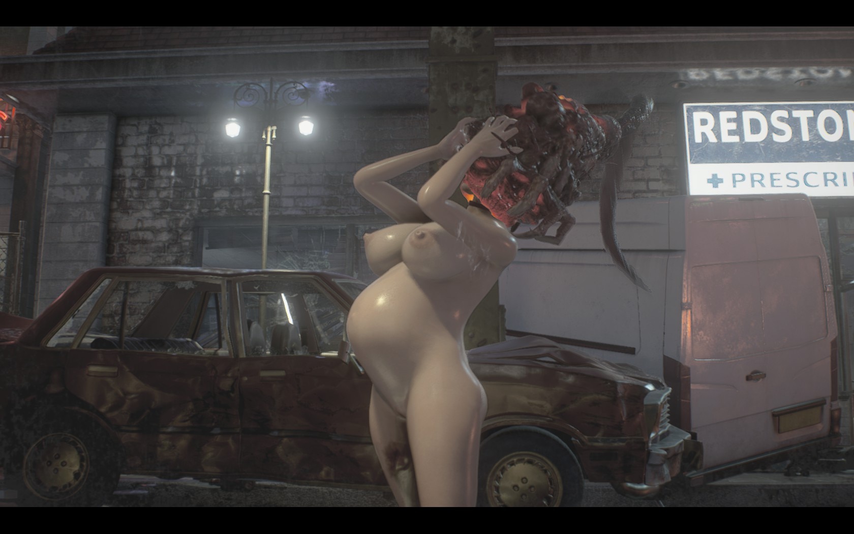 1girls, 3d, big breasts, breasts, capcom, female, game over (artist), genitals, head parasite, host, huge breasts, human, interspecies, mod, monster, monster girl, monster on female, ne-α type, nipples, nude, nude female, parasite, pregnant, pregnant female, resident evil, resident evil 3, resident evil 3 remake, screencap, tentacle, thick thighs, vore