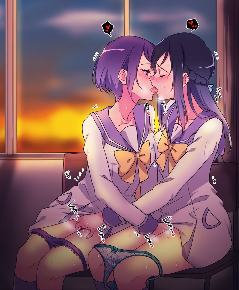 2girls blush clothing dokidoki!_precure fingering hishikawa_rikka kenzaki_makoto multiple_girls negom panties precure pretty_cure small_breasts tagme yuri