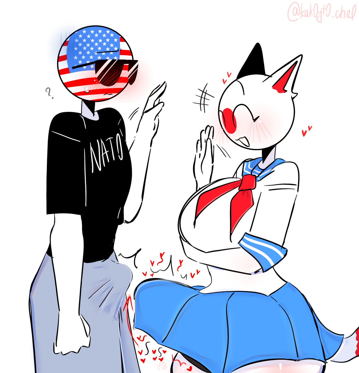 countryhumans futanari japan_(countryhumans) kak0yt0_chel small_dick somewhat_big_dick tagme united_states_of_america_(countryhumans)