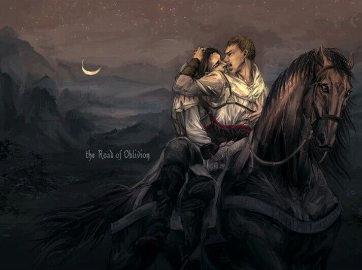 altair_ibn_la-ahad ezio_auditore_da_firenze hand horseback_riding job kiss_from_behind sex_on_a_horse