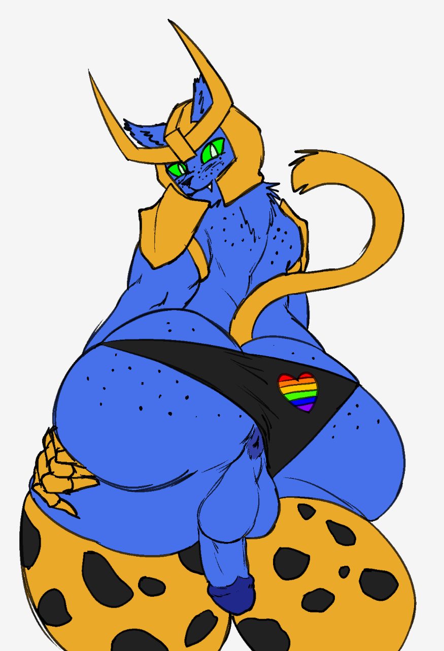 anthro anus armor ass backsack balls big_butt blush butt_grab cheetah cheetor clothing clothing_aside cute_fangs felid feline freckled_butt freckled_face freckles freckles_on_shoulders furry_ears genitals green_eyes hand_on_butt hasbro headgear heart_symbol helmet hi_res humanoid jogstash lgbt_pride looking_at_viewer looking_back male mammal panties panties_aside penis presenting presenting_anus presenting_hindquarters pride_color_clothing pride_colors smile solo spots tail takara_tomy thick_thighs transformers transformers:_beast_wars transformers:cyberverse underwear underwear_aside