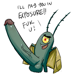 1_eye antennae_(anatomy) anthro balls big_penis clothing coat copepod english_text erection evil_grin flashing flashing_penis genitals grin hourlessmage huge_cock humanoid_genitalia humanoid_penis hyper hyper_genitalia hyper_penis low_res male marine nickelodeon open_mouth penis plankton_(species) profanity reaction_image red_eyes sheldon_j._plankton smile solo spongebob_squarepants text topwear vein veiny_penis yellow_sclera