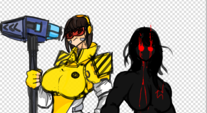 2girls alternate_version_available big_boobs big_breasts black_hair brown_hair clothed clothed_female clothing cropped failed_transparency featureless_breasts female_only redacted_(tdx) roblox roblox_game robloxian slammer_(tower_defense_x) tagme thepureye tower_defense_x transparent_background