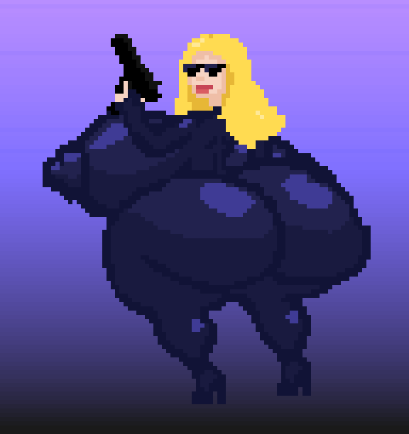 american_dad animated big_ass big_breasts francine_smith holding_weapon huge_ass huge_breasts latex_suit pixel_animation pixel_art the_inclined_trunk