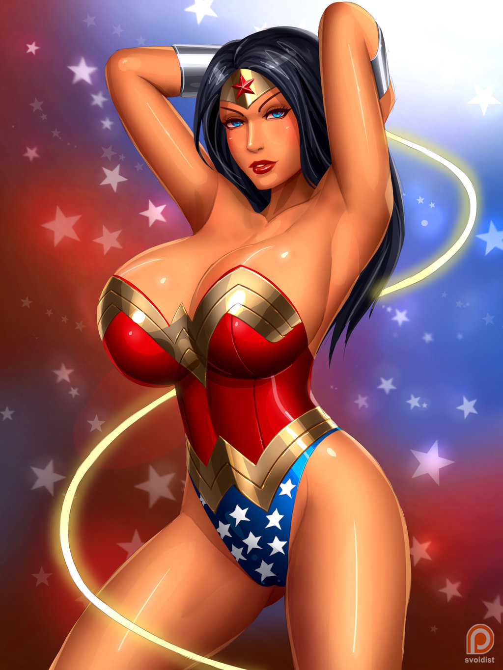 1girls, alternate breast size, big breasts, breasts, dc, dc comics, diana prince, female, female only, huge breasts, large breasts, lasso of truth, leotard, solo, svoidist, white female, wonder woman, wonder woman (series)
