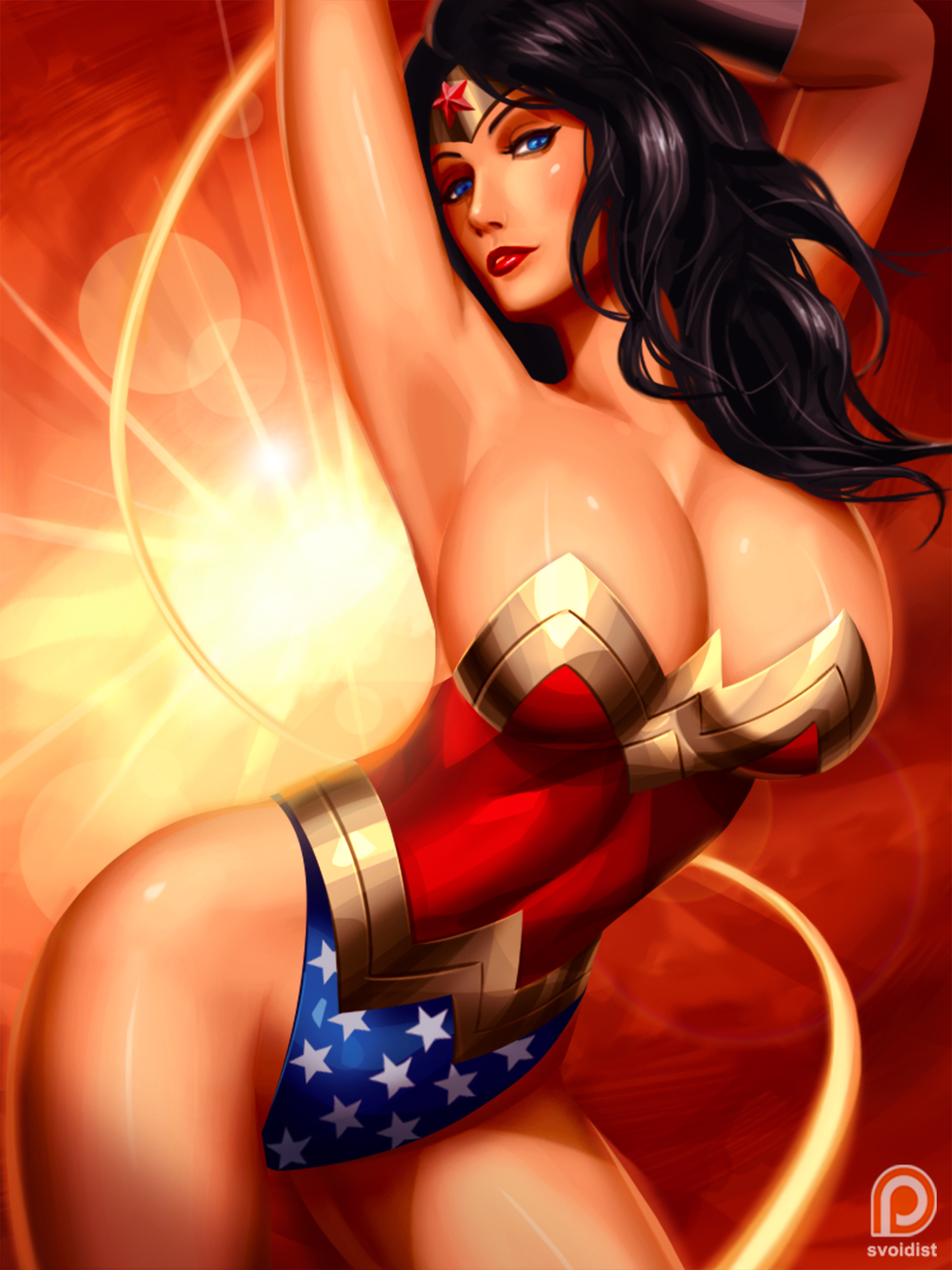 1girls, big breasts, breasts, dc, dc comics, diana prince, female, female only, lasso of truth, leotard, solo, svoidist, wonder woman, wonder woman (series)