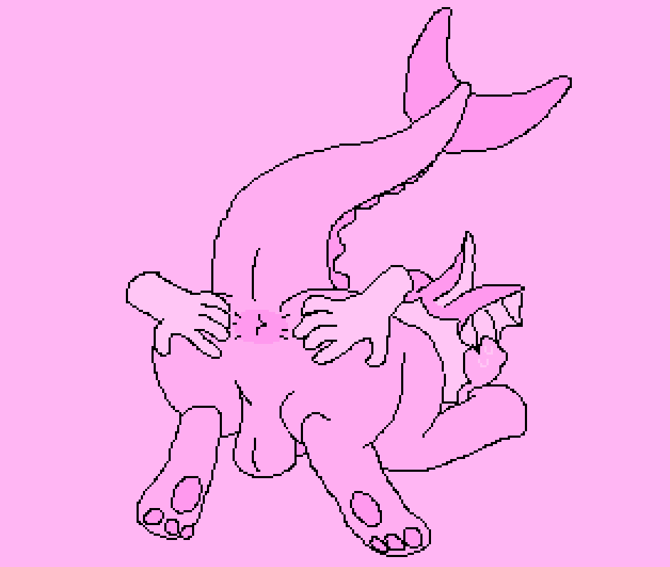 all_fours ass balls beemorat bodily_fluids butt_grab digital_media_(artwork) disembodied_hand duo eeveelution generation_1_pokemon genitals hand_on_butt medibang_paint_(artwork) nintendo on_ground pawpads paws pixel_(artwork) pokemon pokemon_(species) saggy_balls stretched_anus stretching sweat vaporeon