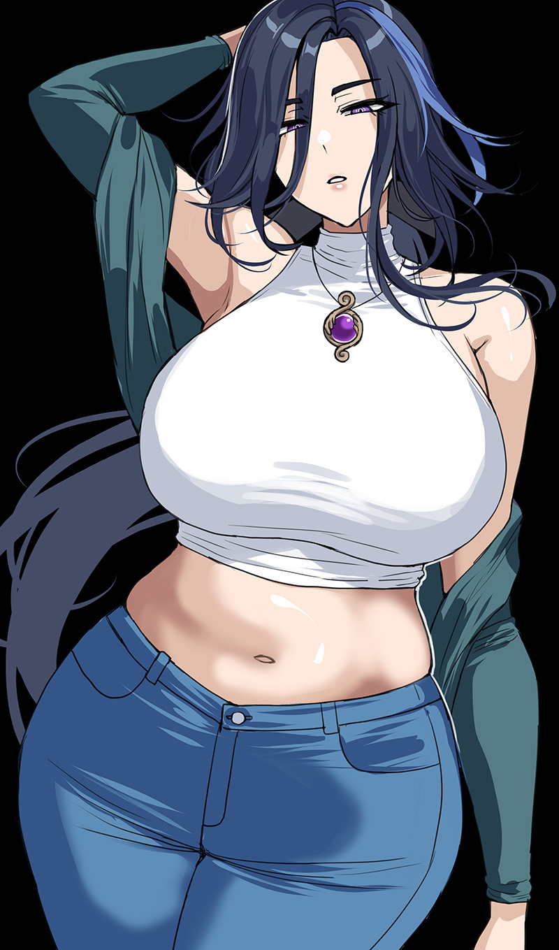 1girls, blue hair, breasts, clorinde (genshin impact), drogod (artist), female, female only, genshin impact, hips, huge breasts, large breasts, light skin, light-skinned female, long hair, naughty face, purple eyes, thick thighs, thighs, wide hips