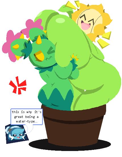 alpha_channel angry dewbber huge_breasts maractus pixel_art pokemon pokemon_(species) sunflora tagme transparent_background tusks_(dewbber)