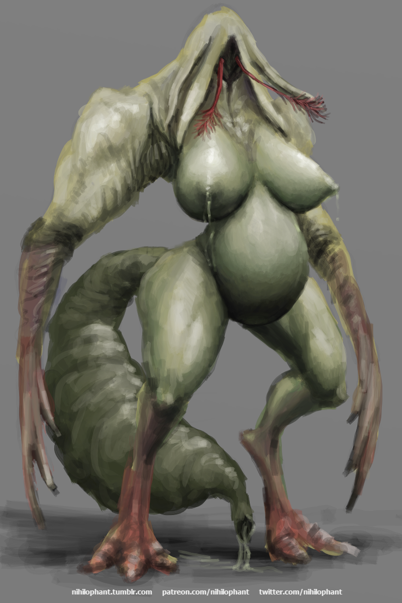 1girls alien anthro big_breasts breasts female feral_only halo_(series) lactation large_breasts long_arms monster nightmare_fuel nightmare_waifu nihilophant ovipositor parasite pregnant standing the_flood thick_thighs