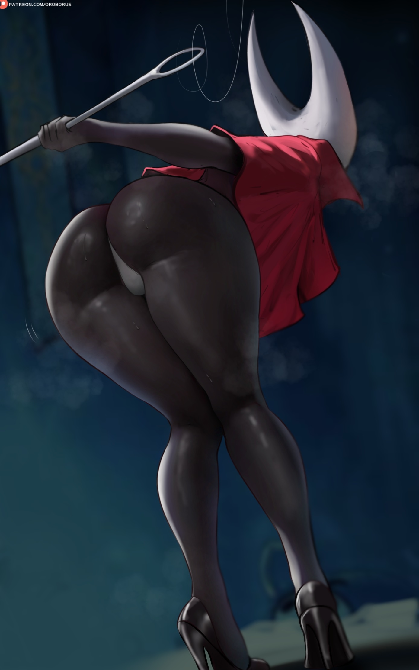 1girls, anthro, ass, big ass, big breasts, big thighs, blush, breasts, female, female focus, female only, gigantic ass, gigantic thighs, high heels, hollow knight, hornet (hollow knight), huge ass, huge breasts, huge thighs, insect girl, insectoid, insects, oroborusart, pussy, sweat, sweatdrop, sweating, tagme, thick thighs, thighs