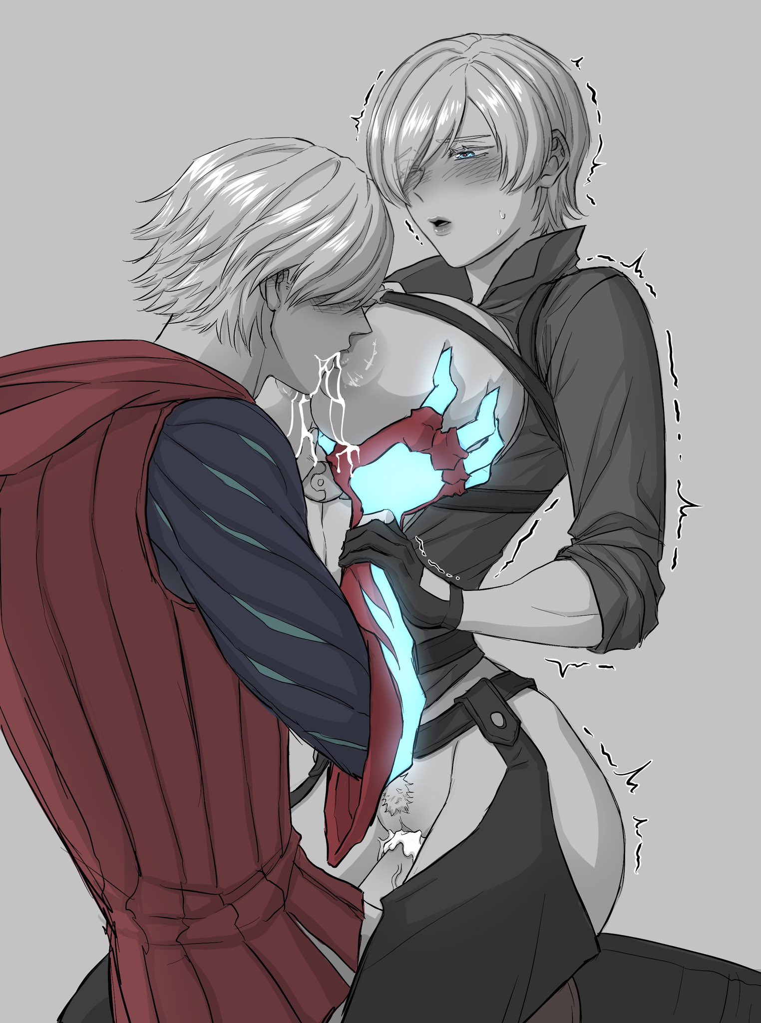 aunt and nephew, big breasts, breastmilk, breasts, cum in pussy, cum inside, dante (devil may cry), devil may cry, devil may cry (series), female, grabbing breasts, groping breasts, incest, lactation, licking nipples, male, nero (devil may cry), penis, pichuuuchan, pussy, riding, riding penis, rule 63, sitting on lap, sitting on penis, sucking nipples
