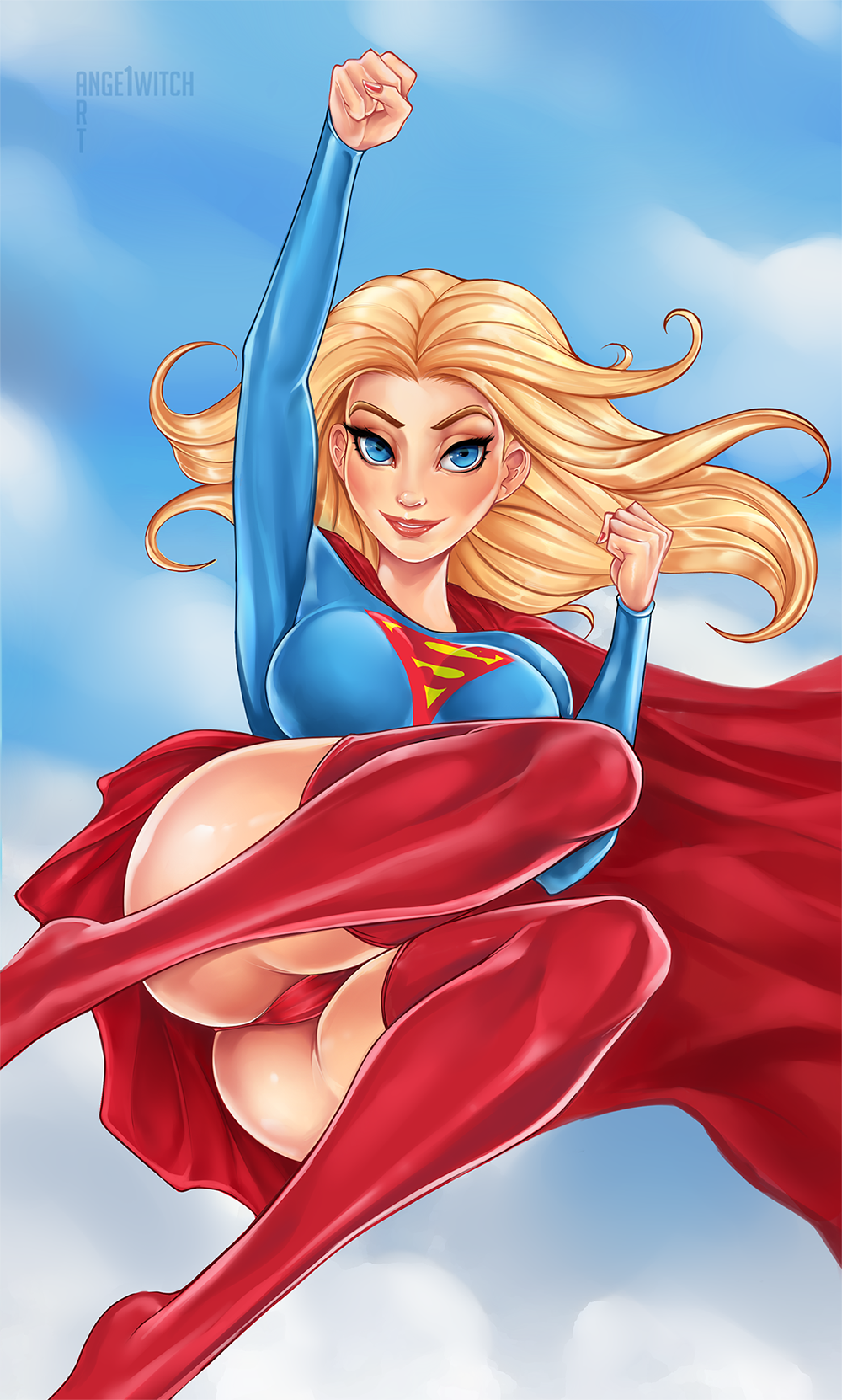 ange1witch, breasts, cameltoe, dc, dc comics, female, female only, kara zor-el, large breasts, pussy, supergirl, supergirl (series), superheroine, superman (series), upskirt