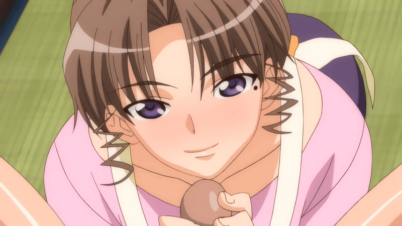 10s, 1boy, 1girls, 2011, age difference, all fours, animated, anime screenshot, apron, bent over, blush, bottomless, bow, brown hair, female, handjob, incest, long skirt, male, mature female, mole, mole under eye, moroboshi kyouko, moroboshi ryuuichi, mother and son, older female and younger male, older woman and younger man, penis, pervert, purple eyes, skirt, straight, sweet home, uncensored