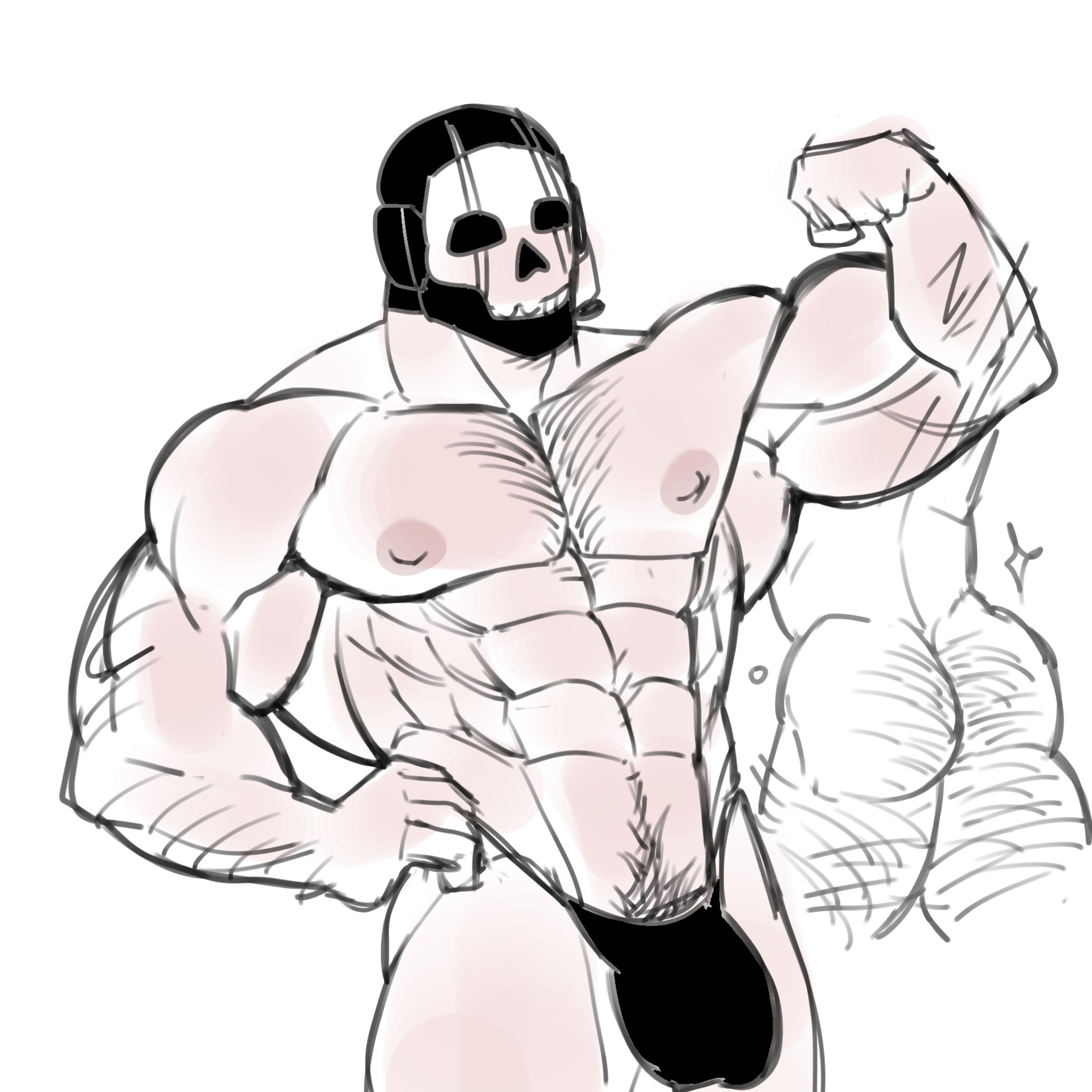 apzapuru, back view, bara, bara ass, bulge, bulge through clothing, call of duty, call of duty modern warfare 2 (2022), front view, gay, ghost (modern warfare 2), hairy, hairy male, male, male only, masked, masked male, masked men, muscular, muscular male, simon riley, thong, yaoi