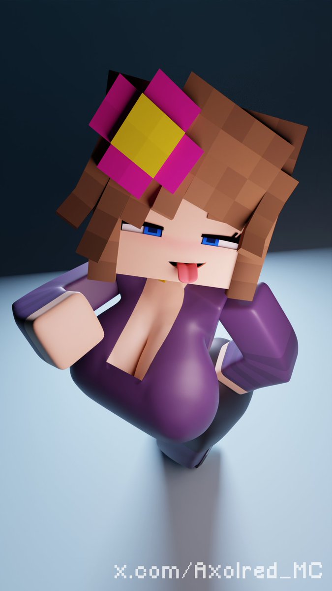 1girls, axolred mc, fully clothed, high-angle view, jenny belle (slipperyt), minecraft, tagme, username