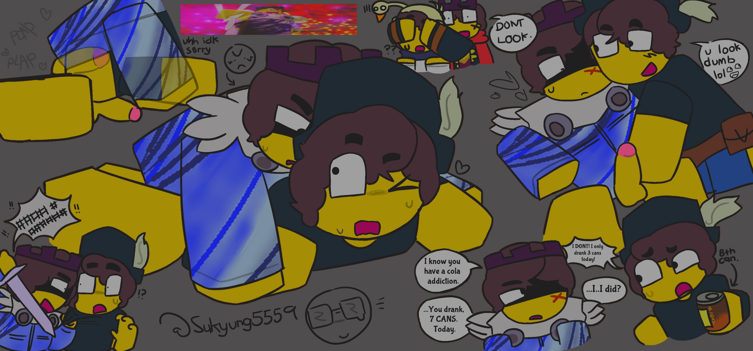 4boys, blocky body, bloxy cola, bottomless, bottomless male, brown hair, caught, covering another's eyes, crown, forsaken (roblox), fully clothed, gay, grey background, heart, heart symbol, jerking off, jerkingoff, jerkingoff another, looking at partner, male, male only, open mouth, penis, penis in ass, pirate hat, roblox, roblox game, robloxian, scar, scar on face, self upload, selfcest, shedletsky, shedletsky (forsaken), side view, square crossover, sukyung5559, tagme, text, text bubble, watching, watching from afar, watermark, yaoi