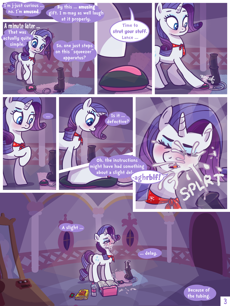 2017 blush comic dialogue dildo english_text equine equine_dildo feral friendship_is_magic horn mammal my_little_pony page_3 rarity_(mlp) sex_toy syoee_b text unicorn