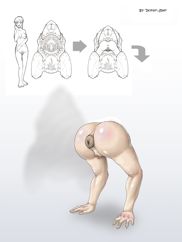 anus ass ass_transformation butt_transformation corruption demon-man female huge_ass nightmare_fuel pussy solo transformation