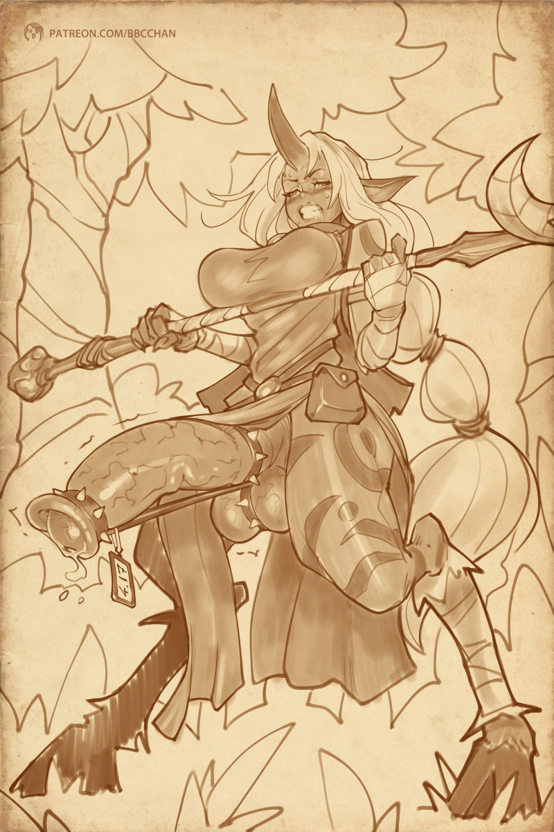 animal genitalia, animal genitalia on humanoid, animal penis, balls, bbc-chan, big breasts, big penis, breasts, dickgirl, equine penis, futa only, futanari, hooves, horn, horsecock, horsecock on humanoid, huge cock, huge penis, intersex, large penis, league of legends, long penis, monochrome, muscular, penis, precum, riot games, soraka, spiked cock ring, spreader bar, sweat, thick penis, thick thighs