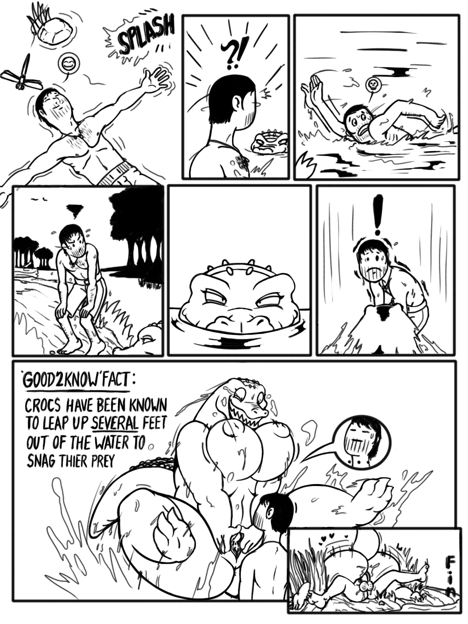 ! ... ?! anthro anus arthropod ass balls big_breasts big_butt black_and_white breasts claws comic crocodile crocodilian darkboss dragonfly english_text female hair heart human human_on_anthro human_penetrating insects instant_loss_2koma interspecies larger_female male male_human/female_anthro male_penetrating mammal monochrome nipples nude on_top penetration penis pussy reptile scalie size_difference smaller_male smile sound_effects spread_pussy spreading straight sweat sweatdrop text toe_claws vaginal_penetration water wet