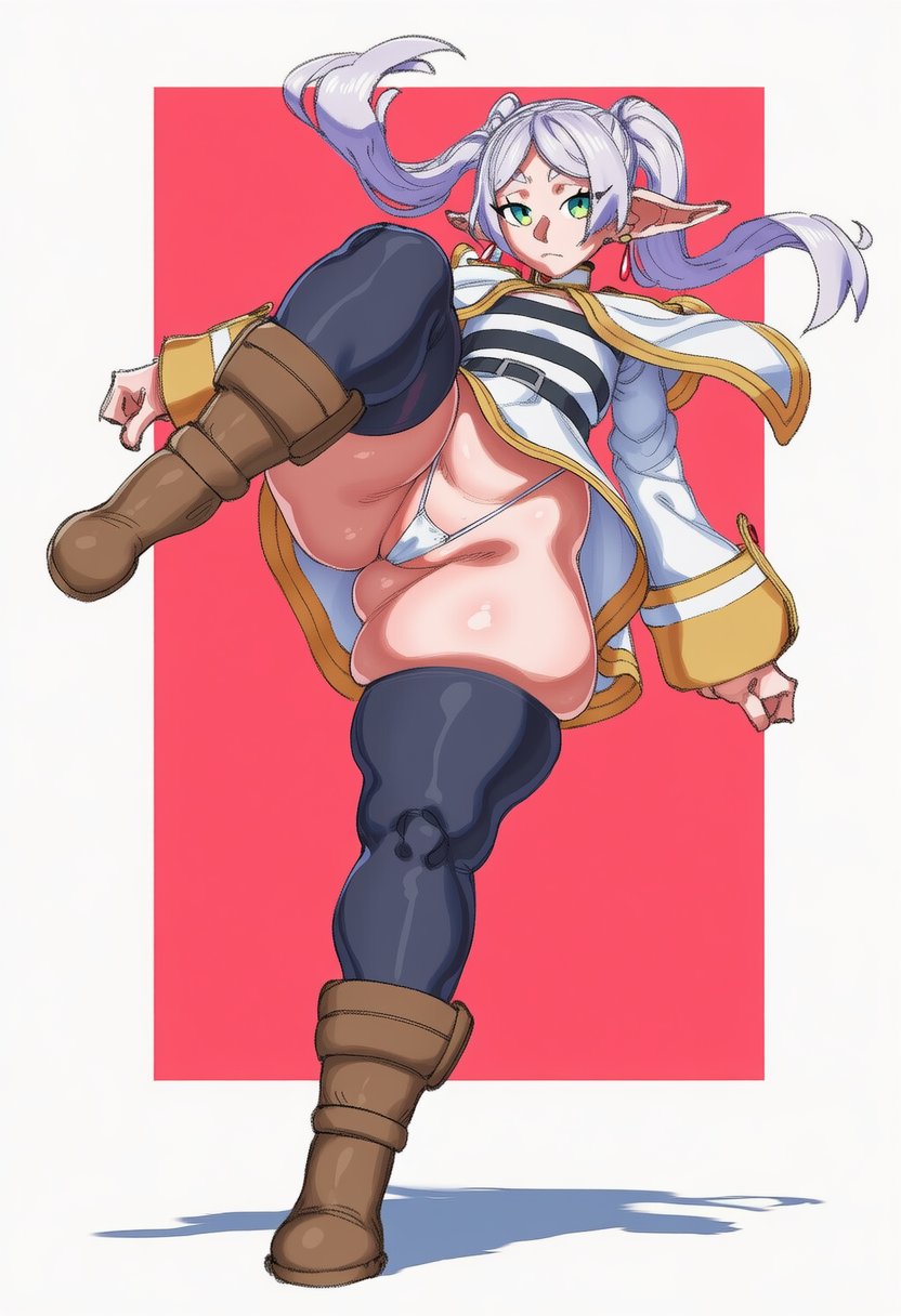 1girls, breasts, elf, elf ears, elf female, female, female focus, female only, frieren, light skin, light-skinned female, salots02, solo, sousou no frieren, thick thighs, thighs, wide hips