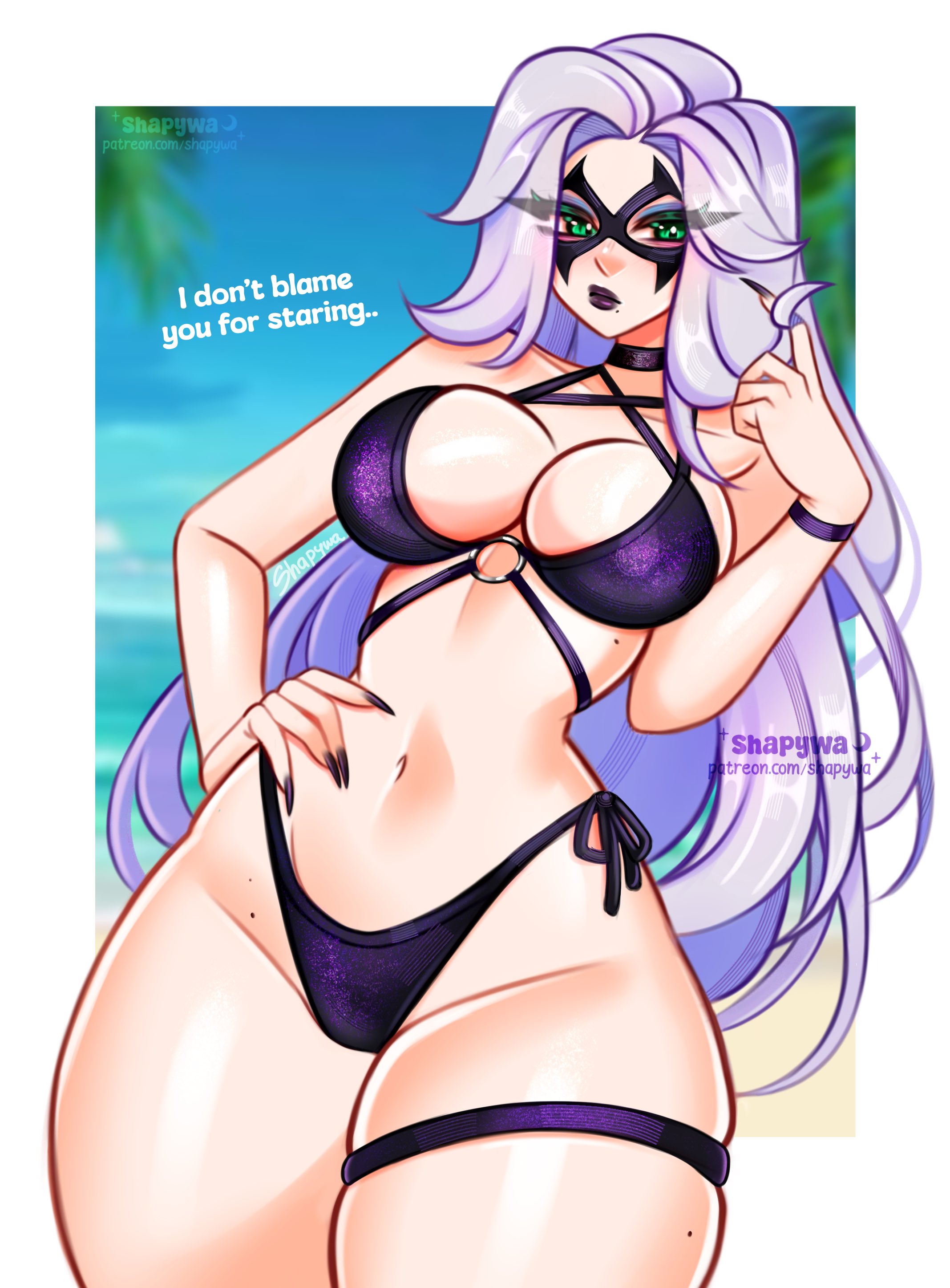 1girls, 2026, 2d, ass, black cat (marvel rivals), black cat (marvel), breasts, clothed, felicia hardy, female, female focus, female only, fully clothed, large ass, large breasts, light, light skin, looking at viewer, looking back, marvel, marvel comics, marvel rivals, shapywa, skinned female, solo, solo female, spider-man (series), thick thighs, thighs, voluptuous, voluptuous female, wide hips