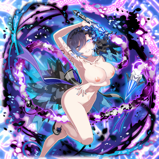 arm_behind_head armpit blue_hair cattleya_(gothic_wa_mahou_otome) gothic_wa_mahou_otome nude photoshop