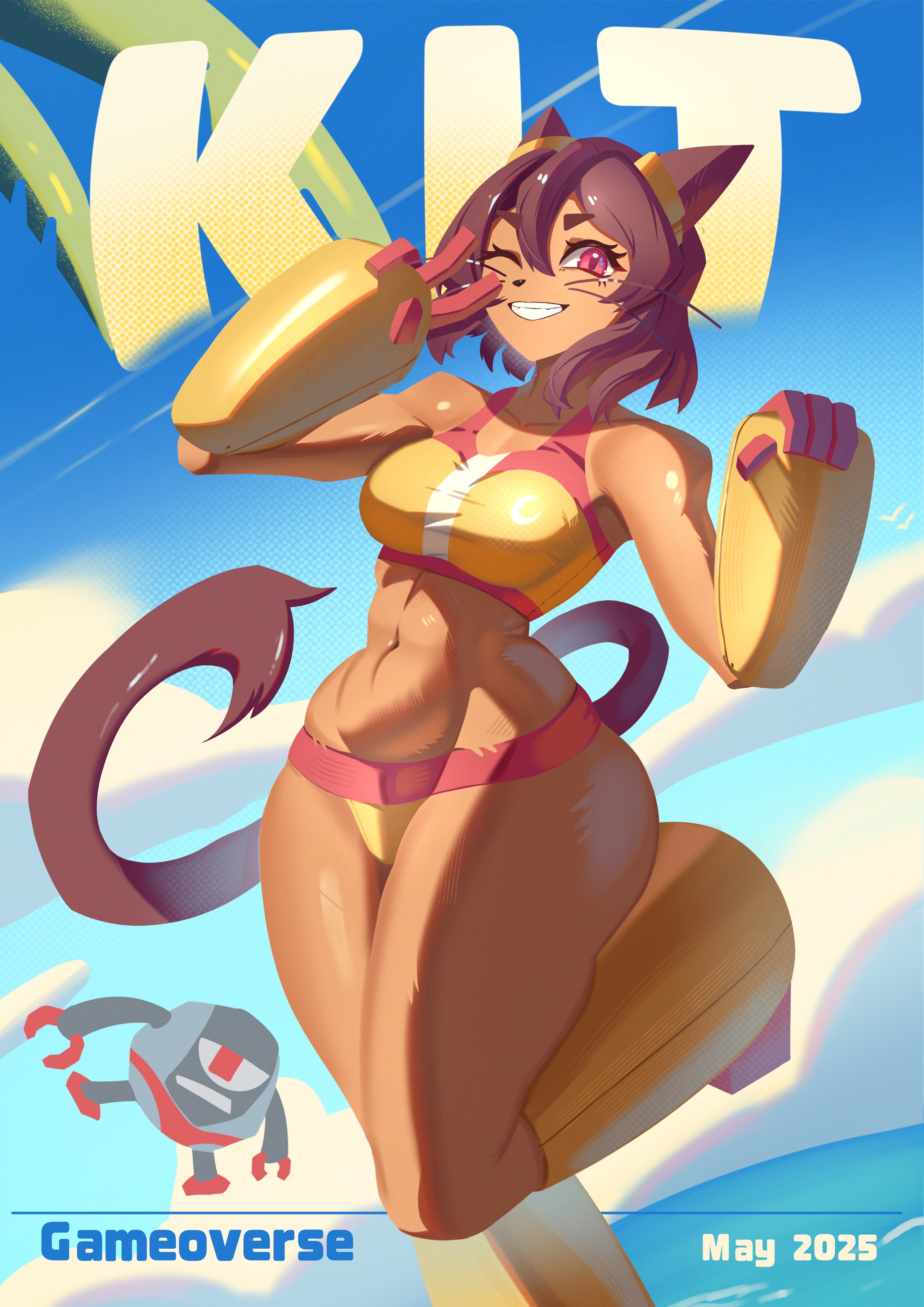 1girls, akireimiki, anthro, ass, big breasts, breasts, female, female focus, gameoverse, glitch productions, huge ass, huge breasts, kaboodle (gameoverse), kit (gameoverse), large ass, large breasts, simple background, thick thighs, thighs, wide hips