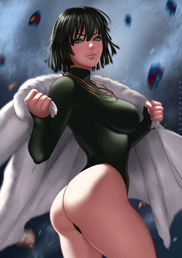 1girls, ass, breasts, cleavage, dandon fuga, female, female only, fubuki (one-punch man), looking at viewer, looking back, one-punch man, panties, solo