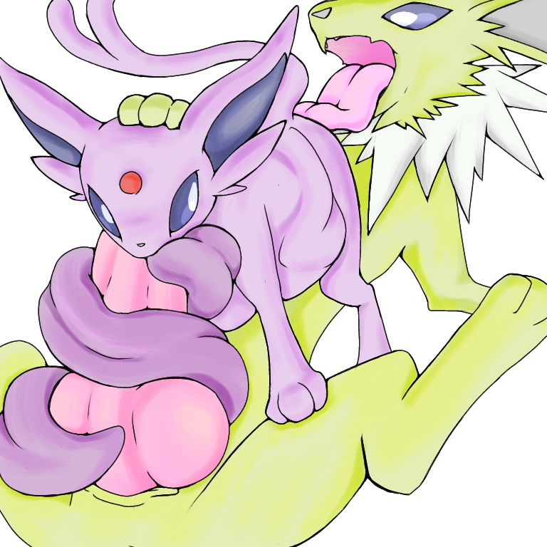 1boy alternate_color ambiguous_gender anilingus animal_genitalia animal_penis big_ears canine canine_penis duo eeveelution espeon feet feline female feral furry hyper hyper_tongue insertion interspecies jolteon knot long_tongue male nintendo nude on_back on_top oral original_character paws penis pokémon_(species) pokemon pokemon_gsc pokemon_rgby purple_eyes purple_fur purple_sclera rimjob sevi_blaze shiny_pokemon sketch spread_legs stomach_bulge tongue tongue_wrap tongue_wrapped_around_penis tonguejob video_games what white_background white_eyes white_fur yellow_fur