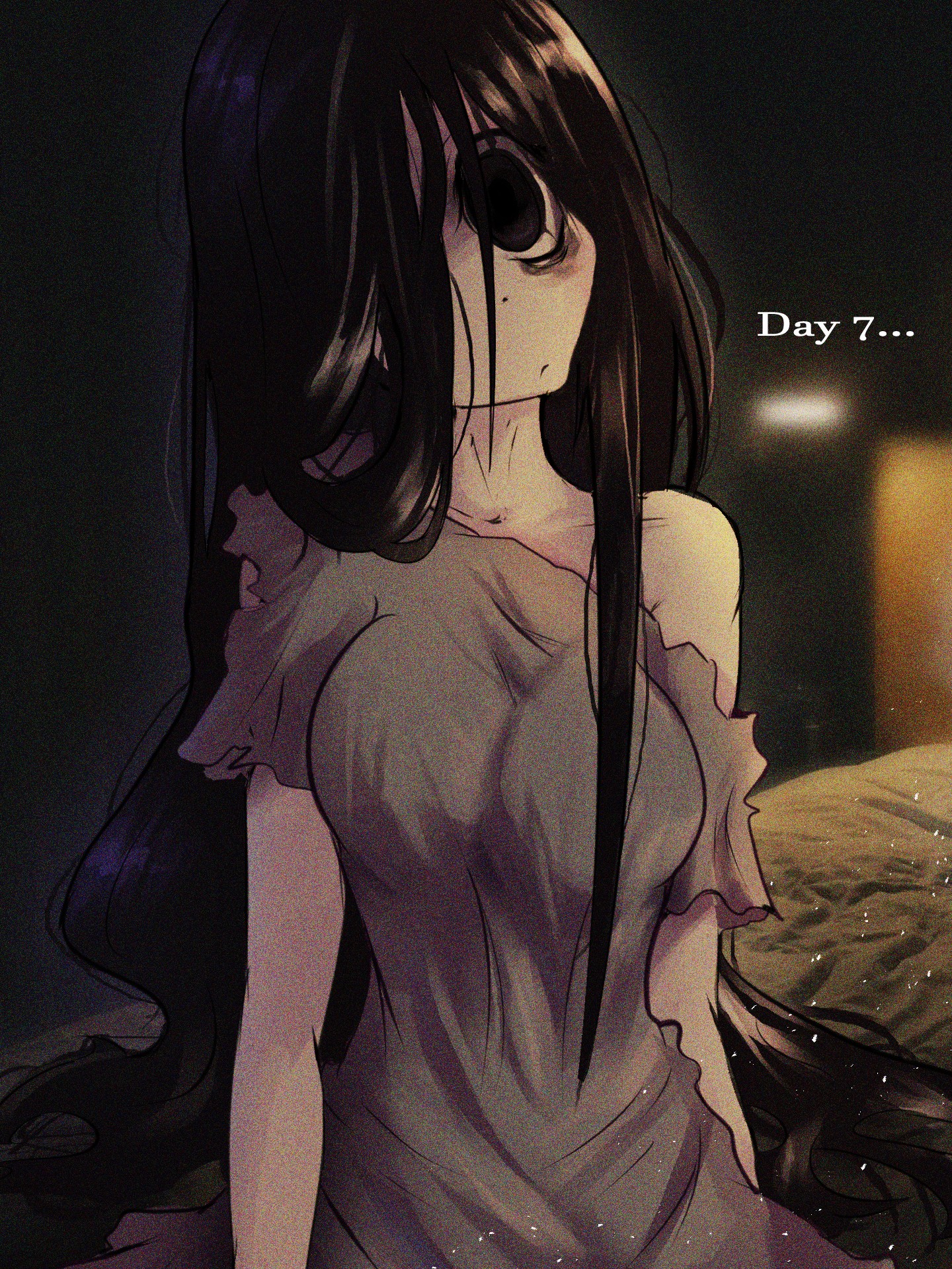 big breasts, big eyes, creepy, horror, pov, pov eye contact, sadako, torn clothes