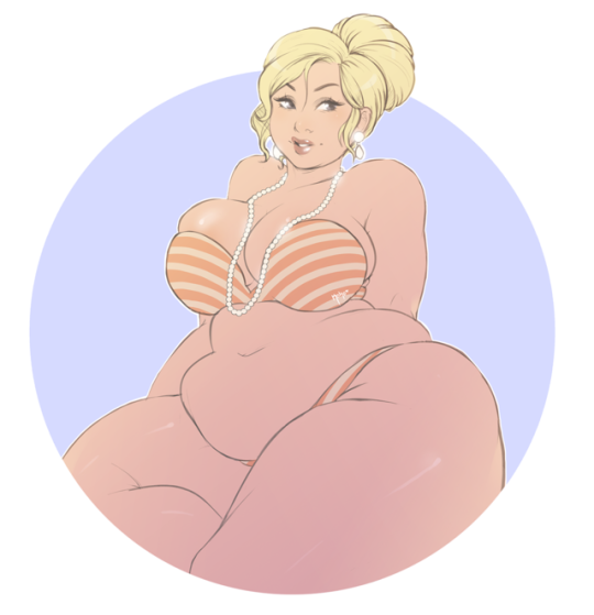 1girls archer_(series) bbw big_breasts blonde_hair chubby earrings female hair_bun jewelry kokobuttz lipstick mature_female milf necklace pam_poovey pearl_necklace plump strapless_bra striped_bra striped_panties thick_thighs voluptuous wide_hips