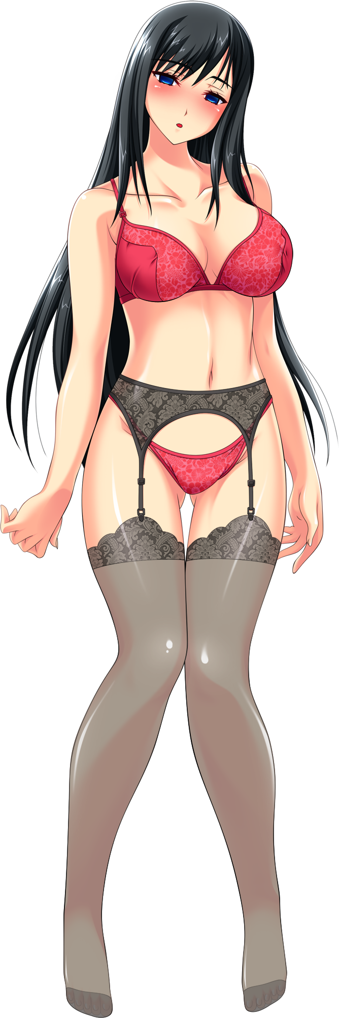 black_hair black_stockings blank_eyes blue_eyes bra emotionless emotionless_female empty_eyes hypnosis hypnotized imminent_rape indifference indifferent lingerie mind_control panties red_bra skyhouse stockings unamused unaware unaware_hypnosis uncaring