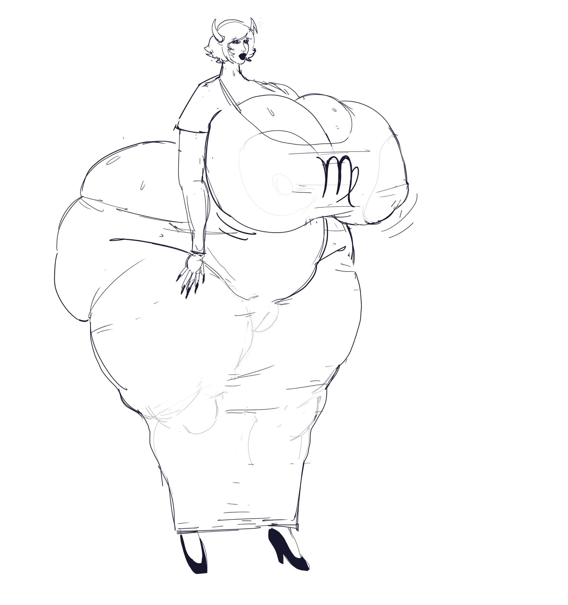 ass bigger than head, big lips, bimbo, breasts bigger than head, crumplednapkins, heels, homestuck, huge ass, huge breasts, kanaya maryam, large ass, large breasts, milf, mommy, nipples visible through clothing, no background, no color, pussy visible through clothes, see-through clothing, sketch, skirt, standing, tagme, tight clothing, troll (homestuck)