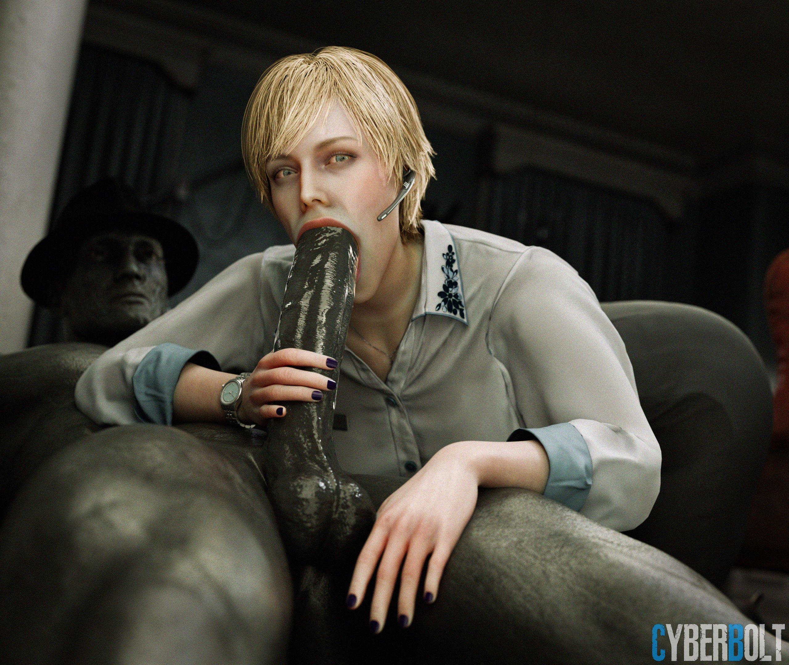 3d, 3d (artwork), 40 year old, big penis, blonde female, blonde hair, blonde-haired female, blowjob, blue eyes, clothed, cougar, cyberbolt, female, girthy penis, grey body, huge cock, large penis, long penis, mature, mature female, mature woman, monster, monster cock, monster on female, mr x, painted nails, penis, resident evil, resident evil 9: requiem, sherry birkin, sherry birkin (bridgette haze), too big, tyrant, watermark, youthful, youthful face, youthful features, youthful look