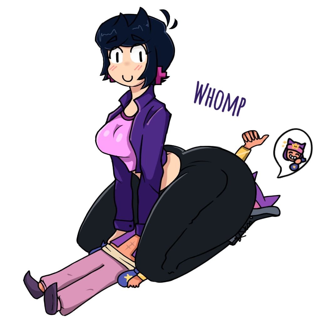 ass, ass on face, bibi (brawl stars), big breasts, black hair, brawl stars, face in ass, facesitting, larger female smaller male, sandy (brawl stars), sitting on person