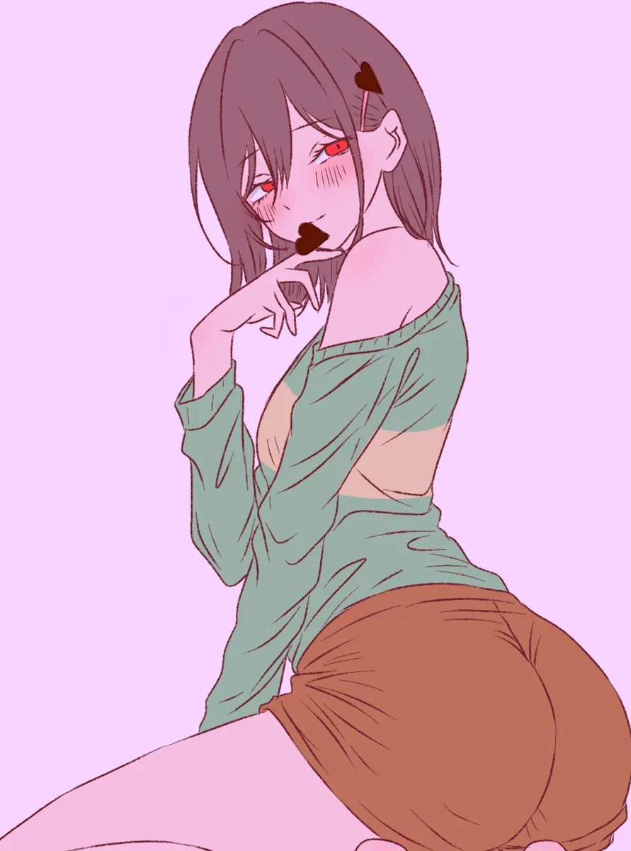 artist request, ass focus, chara, chocolate, clothed, female chara, pinup pose, presenting, red eyes, solo female, solo focus, suggestive, suggestive look, undertale, undertale (series)